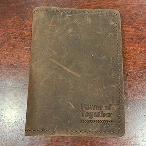 B0566 Real Leather Passport & Vaccine Card Holder, Dark Brown